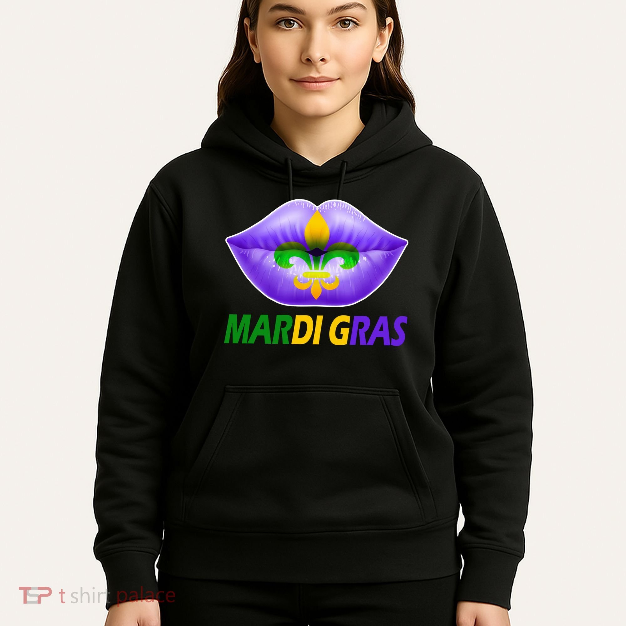 Mardi Gras Party Lips Fleur De Lis Hoodie