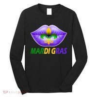 Mardi Gras Party Lips Fleur De Lis Long Sleeve Shirt thumb 0