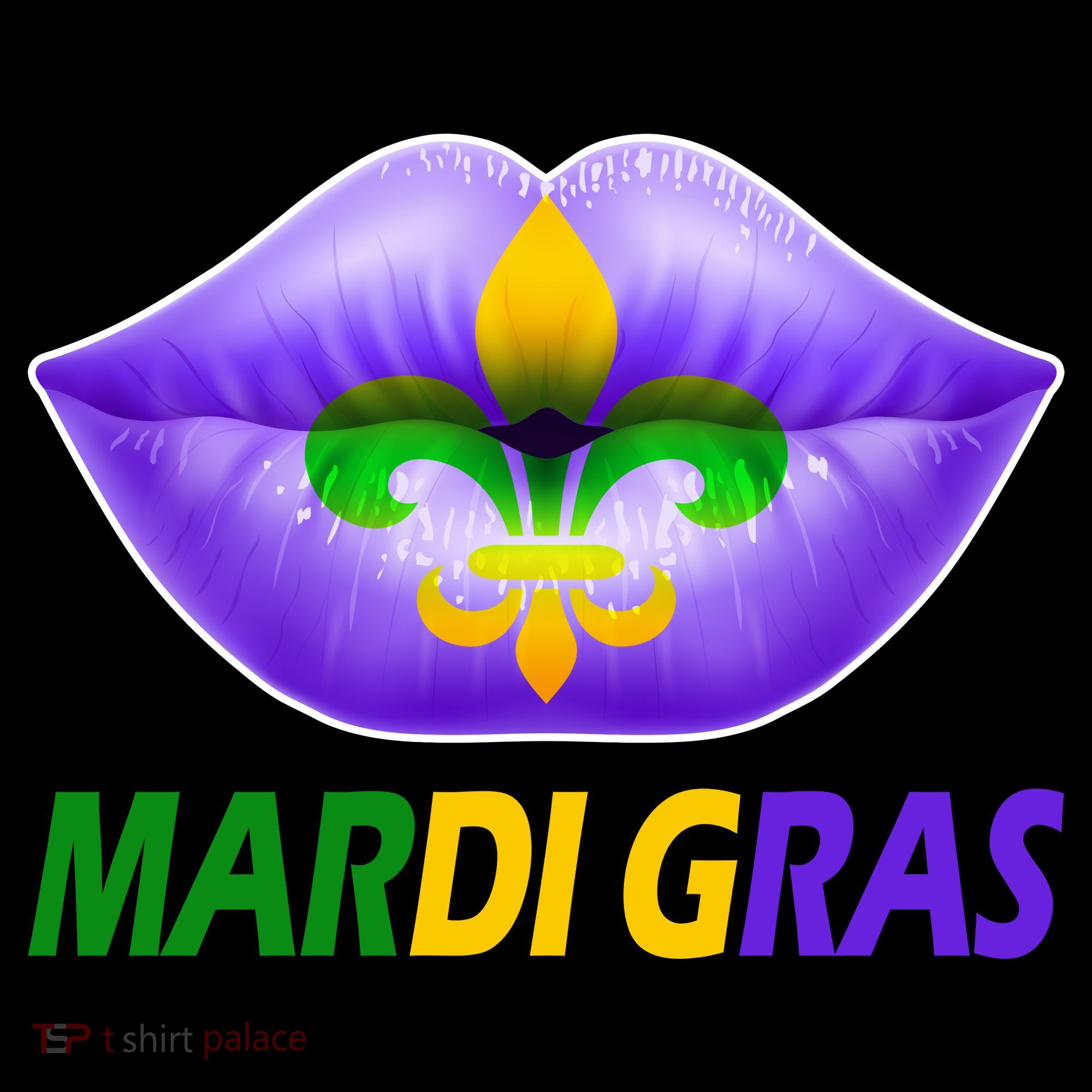 Mardi Gras Party Lips Fleur De Lis Long Sleeve Shirt