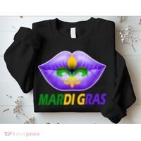 Mardi Gras Party Lips Fleur De Lis Sweatshirt thumb 2
