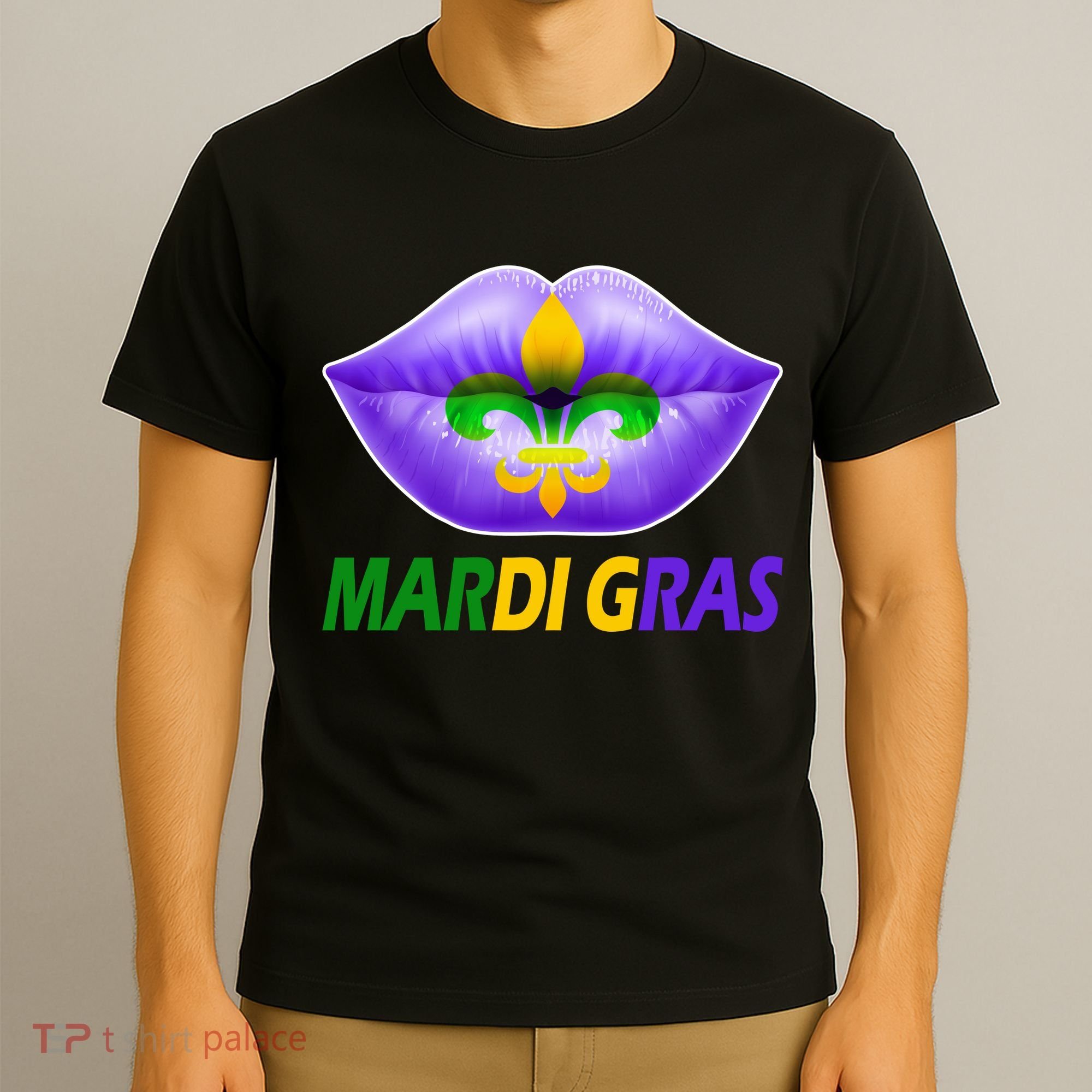 Mardi Gras Party Lips Fleur De Lis T-Shirt