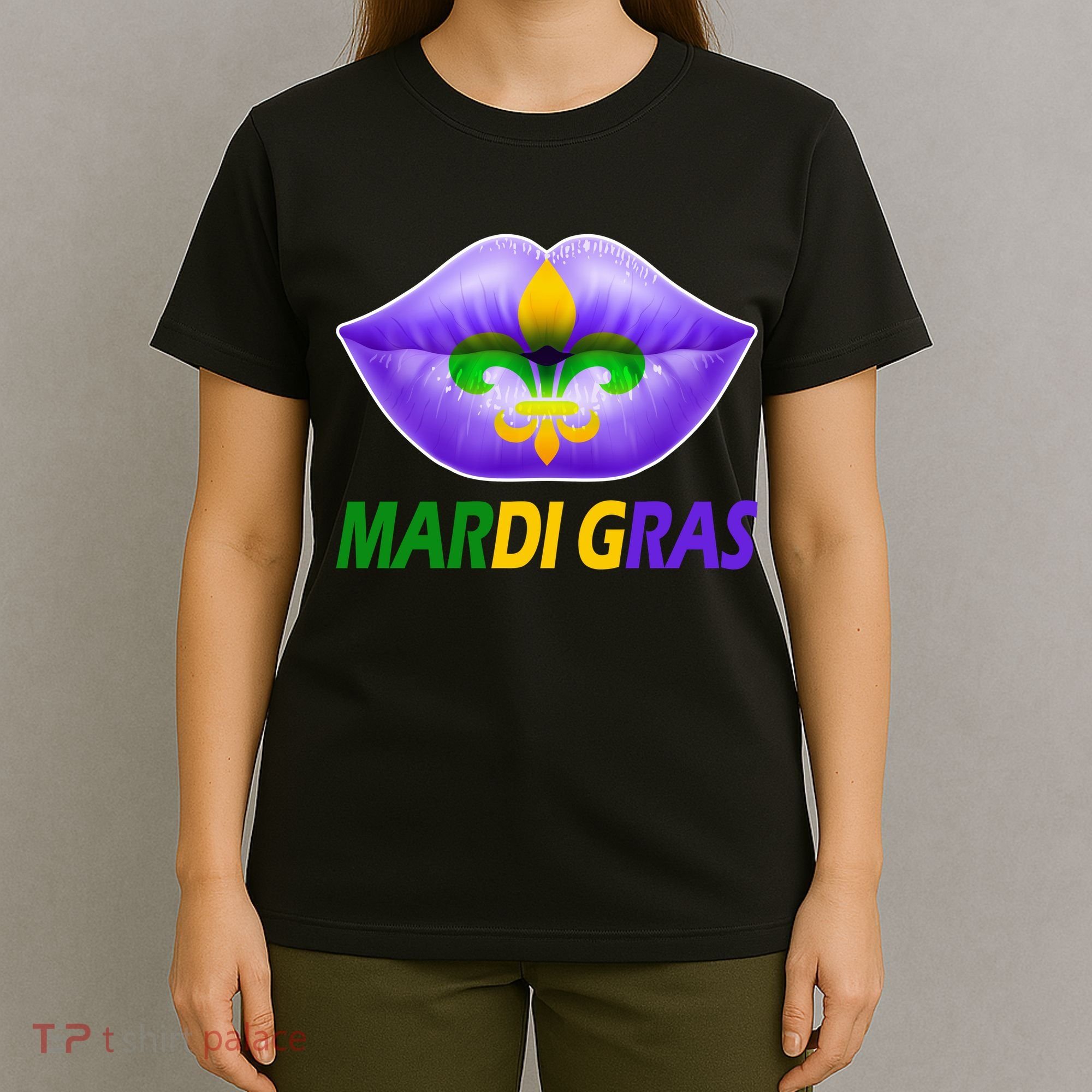 Mardi Gras Party Lips Fleur De Lis T-Shirt