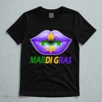 Mardi Gras Party Lips Fleur De Lis T-Shirt thumb 5