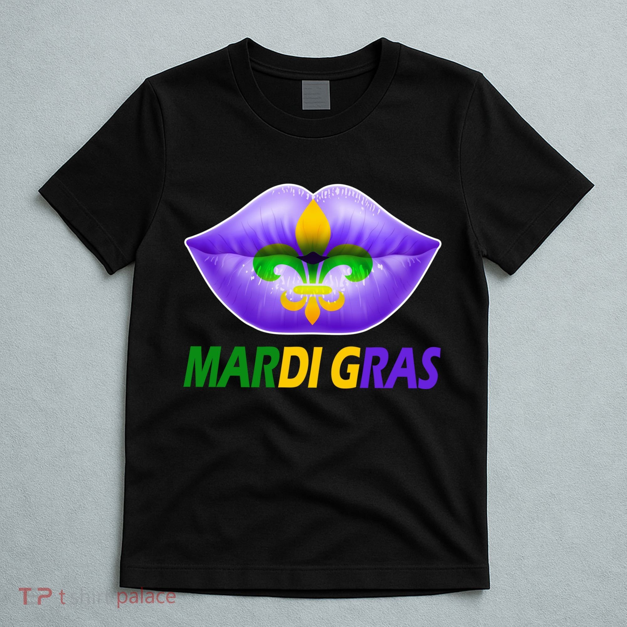 Mardi Gras Party Lips Fleur De Lis T-Shirt