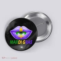 Mardi Gras Party Lips Fleur De Lis Button thumb 0