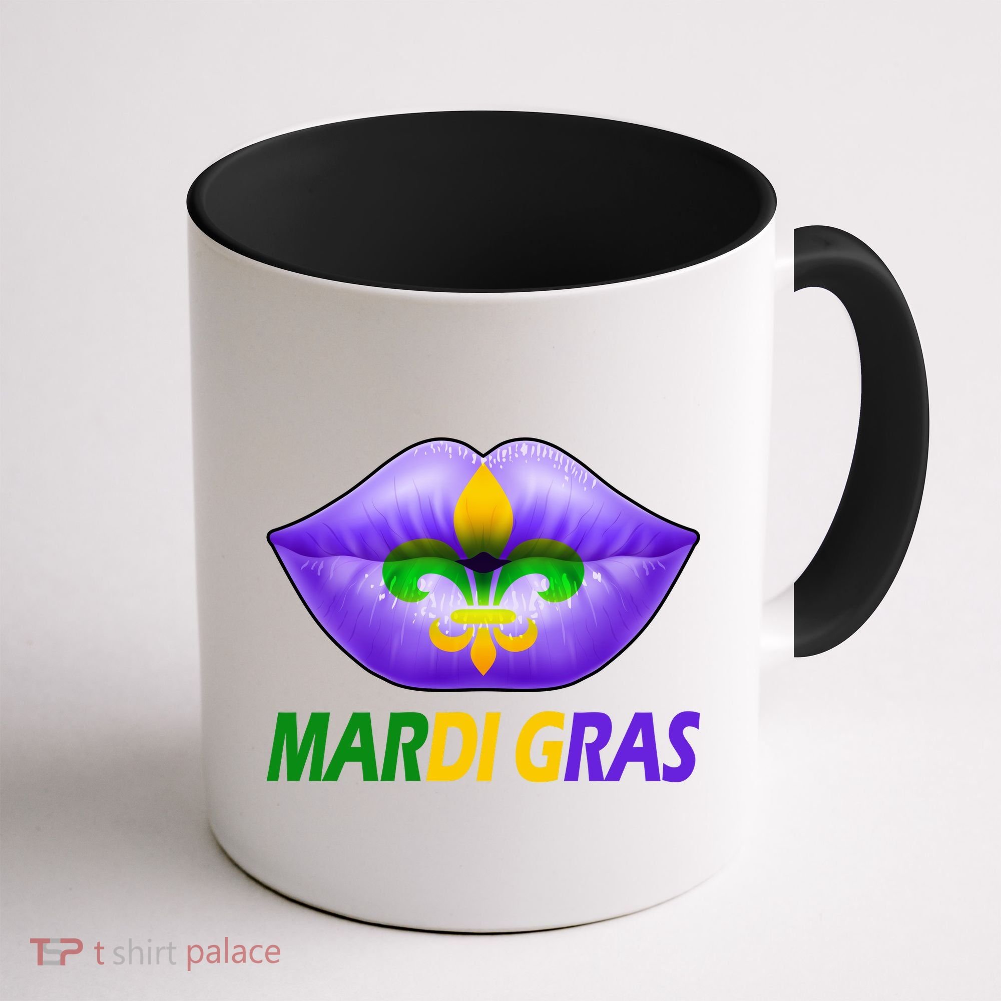 Mardi Gras Party Lips Fleur De Lis Coffee Mug