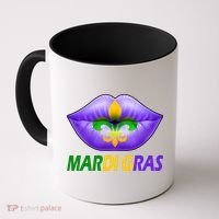 Mardi Gras Party Lips Fleur De Lis Coffee Mug thumb 0