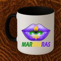 Mardi Gras Party Lips Fleur De Lis Coffee Mug thumb 2