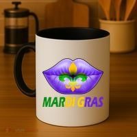 Mardi Gras Party Lips Fleur De Lis Coffee Mug thumb 4