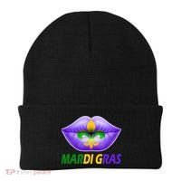 Mardi Gras Party Lips Fleur De Lis Beanie thumb 0