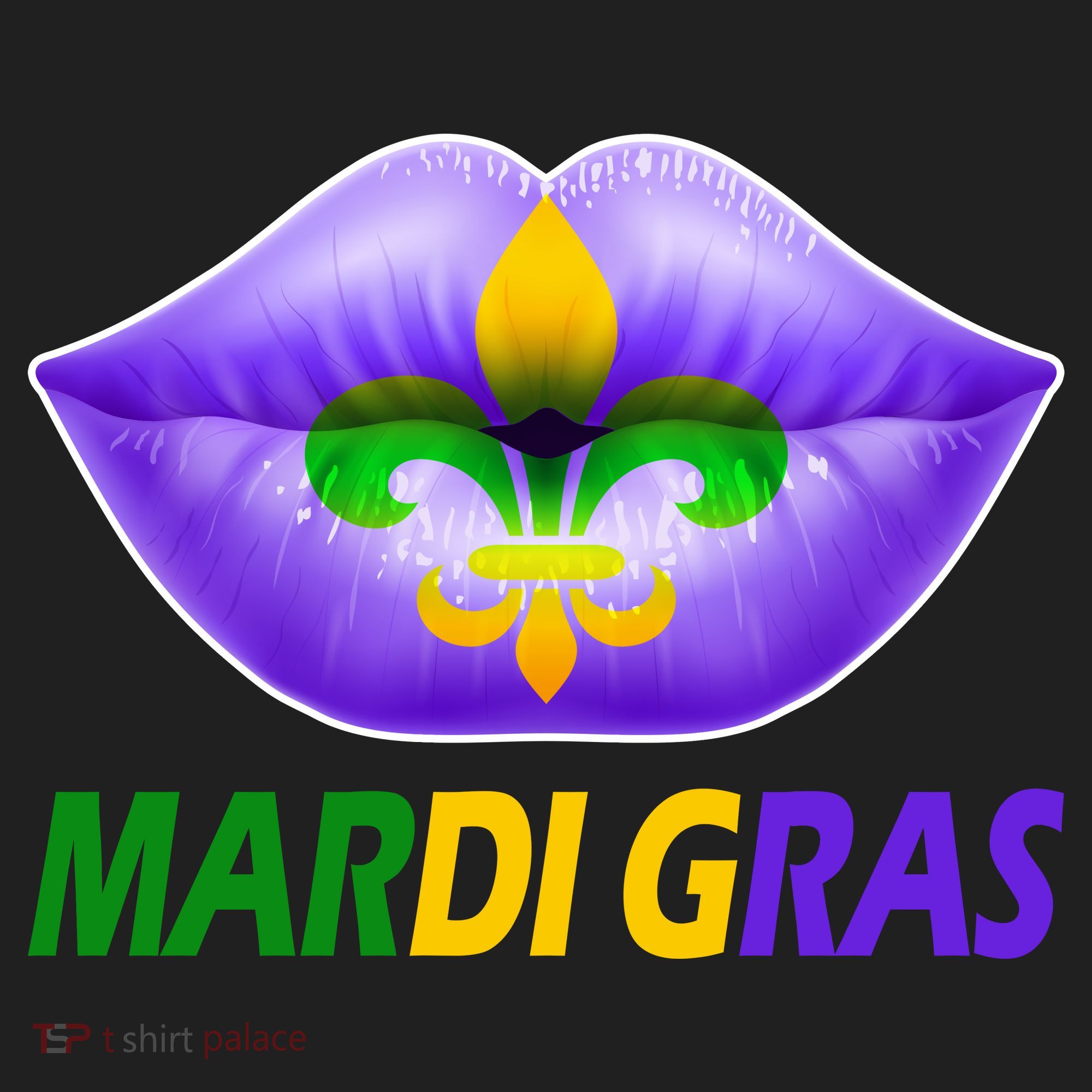 Mardi Gras Party Lips Fleur De Lis Beanie