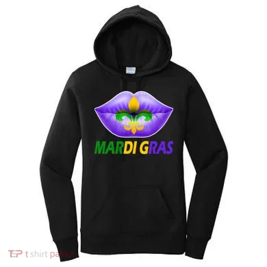 Mardi Gras Party Lips Fleur De Lis Women's Hoodie