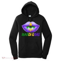 Mardi Gras Party Lips Fleur De Lis Women's Hoodie thumb 0