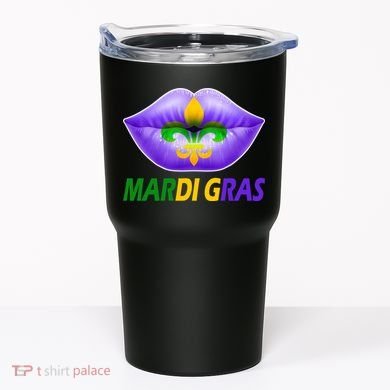 Mardi Gras Party Lips Fleur De Lis Tumbler