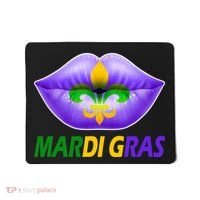 Mardi Gras Party Lips Fleur De Lis Mousepad thumb 0