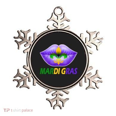 Mardi Gras Party Lips Fleur De Lis Ornament