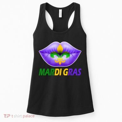 Mardi Gras Party Lips Fleur De Lis Women's Tank Top