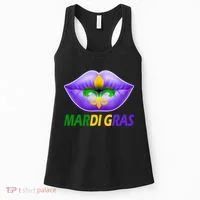 Mardi Gras Party Lips Fleur De Lis Women's Tank Top thumb 0
