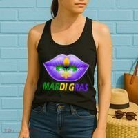 Mardi Gras Party Lips Fleur De Lis Women's Tank Top thumb 2