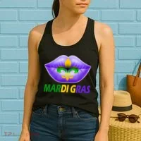 Mardi Gras Party Lips Fleur De Lis Women's Tank Top thumb 2