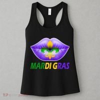 Mardi Gras Party Lips Fleur De Lis Women's Tank Top thumb 3