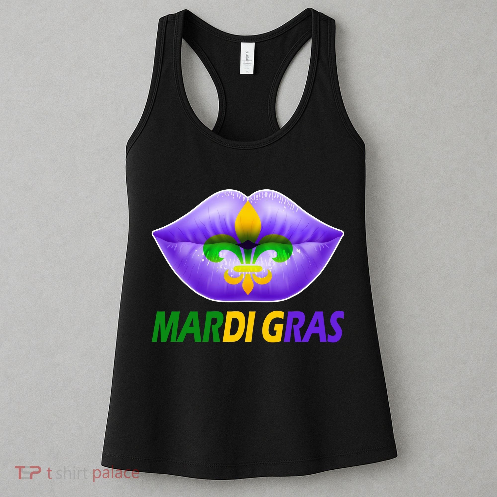 Mardi Gras Party Lips Fleur De Lis Women's Tank Top