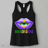 Mardi Gras Party Lips Fleur De Lis Women's Tank Top thumb 3