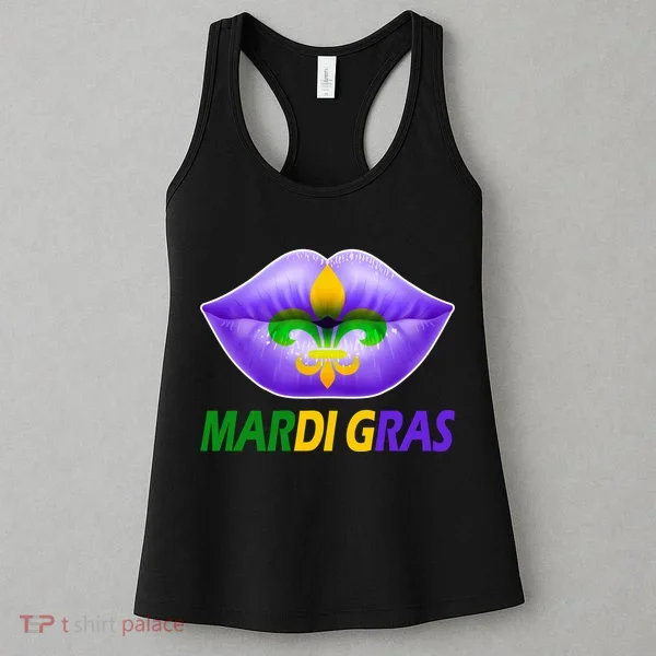 Mardi Gras Party Lips Fleur De Lis Women's Tank Top