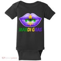 Mardi Gras Party Lips Fleur De Lis Baby Bodysuit thumb 0