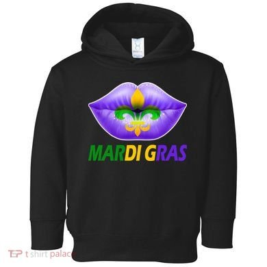 Mardi Gras Party Lips Fleur De Lis Toddler Hoodie
