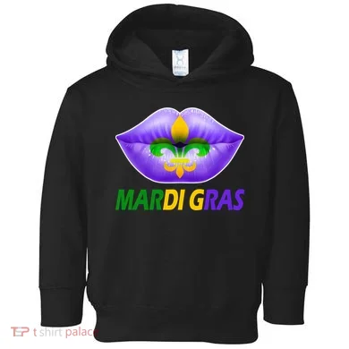 Mardi Gras Party Lips Fleur De Lis Toddler Hoodie
