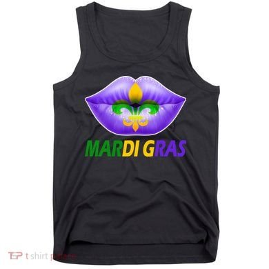 Mardi Gras Party Lips Fleur De Lis Tank Top