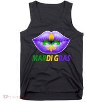 Mardi Gras Party Lips Fleur De Lis Tank Top thumb 0
