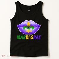 Mardi Gras Party Lips Fleur De Lis Tank Top thumb 2