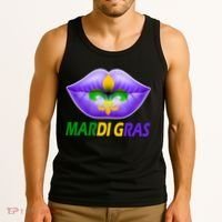 Mardi Gras Party Lips Fleur De Lis Tank Top thumb 3