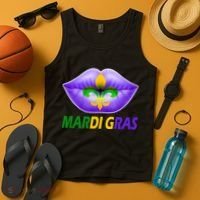 Mardi Gras Party Lips Fleur De Lis Tank Top thumb 4