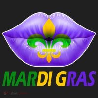 Mardi Gras Party Lips Fleur De Lis Golf Towel thumb 3