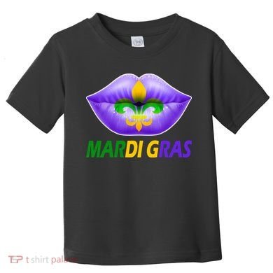 Mardi Gras Party Lips Fleur De Lis Toddler T-Shirt