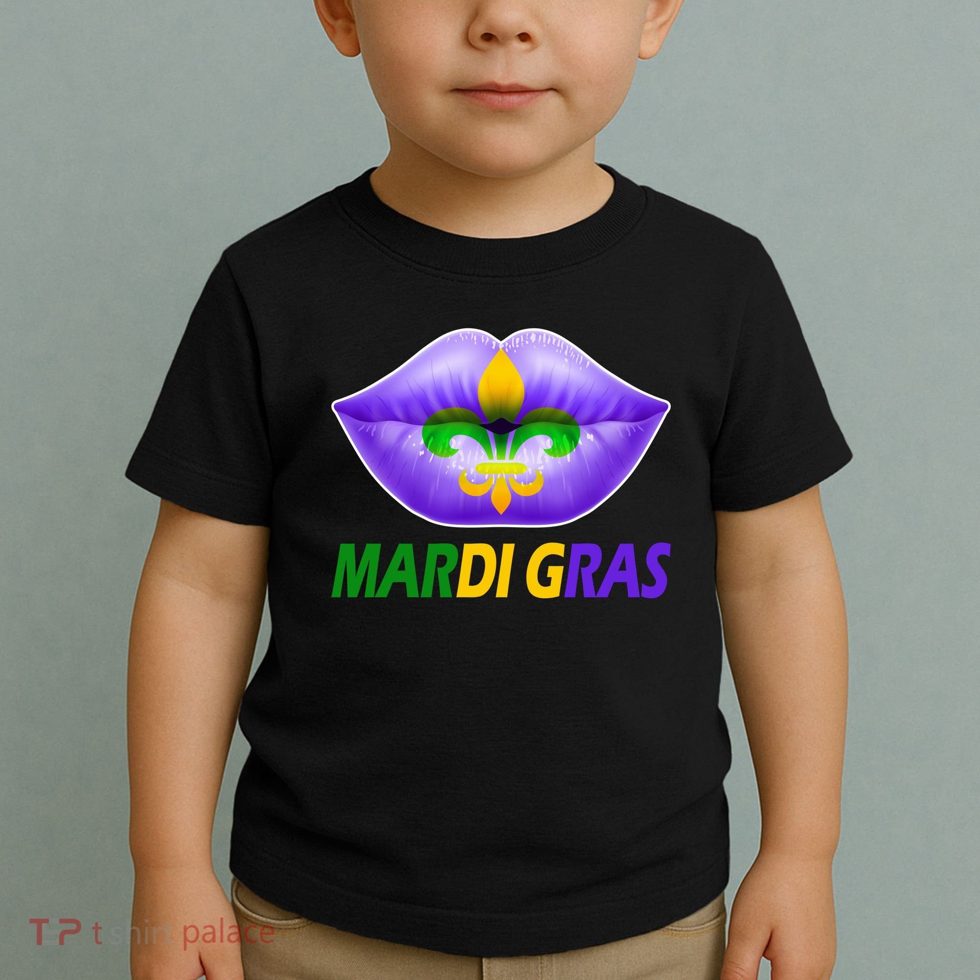 Mardi Gras Party Lips Fleur De Lis Toddler T-Shirt