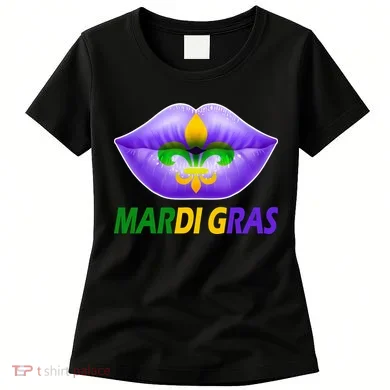 Mardi Gras Party Lips Fleur De Lis Women's T-Shirt