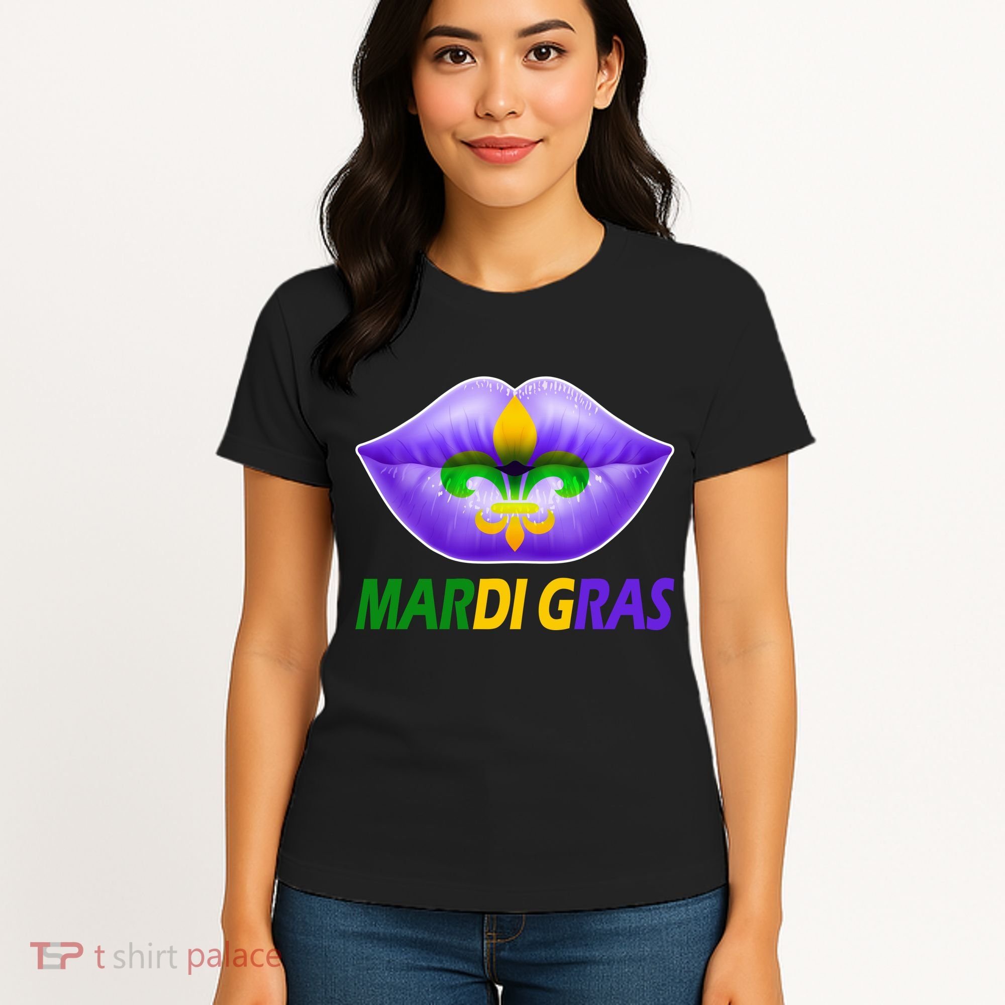Mardi Gras Party Lips Fleur De Lis Women's T-Shirt