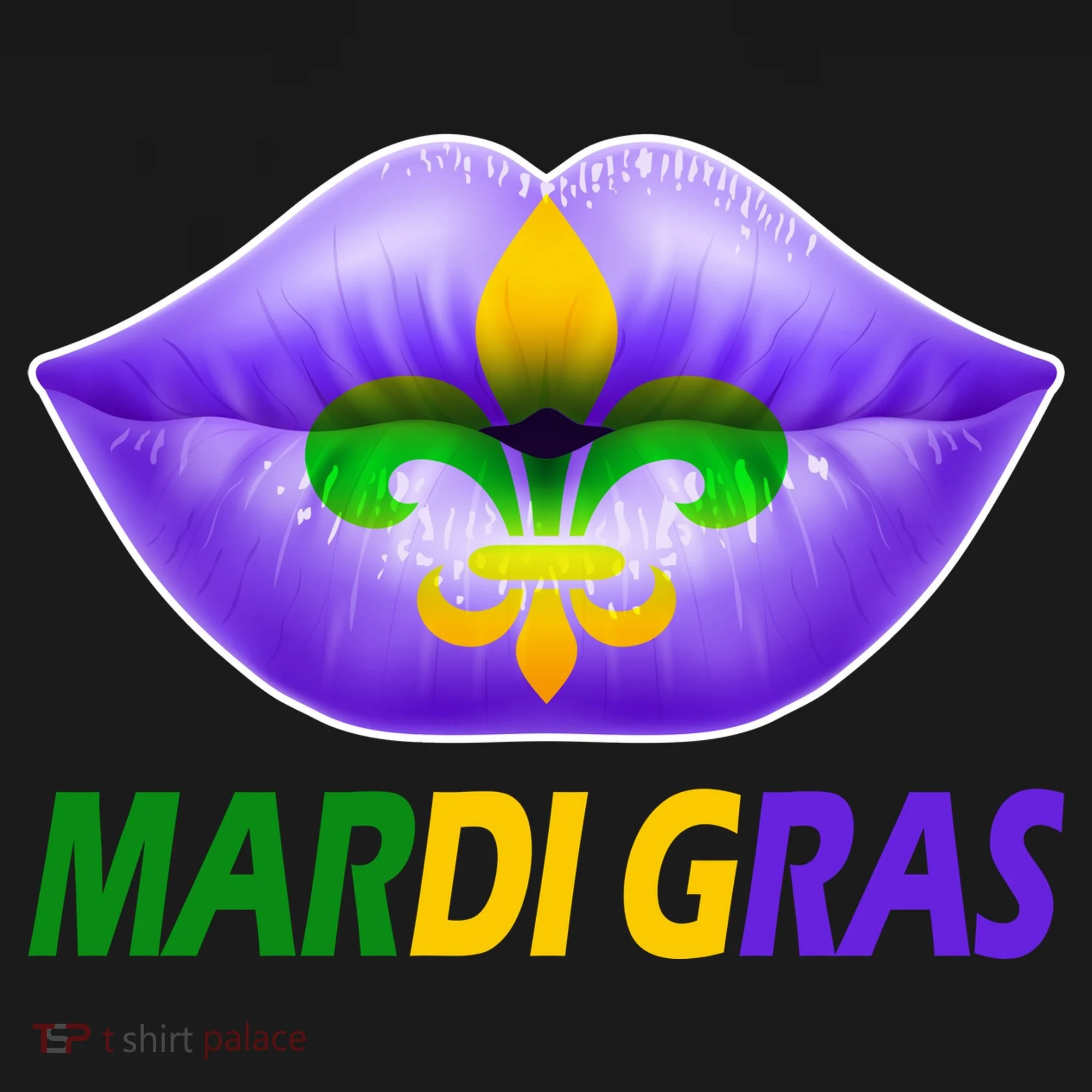 Mardi Gras Party Lips Fleur De Lis Kids Long Sleeve Shirt