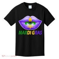 Mardi Gras Party Lips Fleur De Lis Kids T-Shirt thumb 0