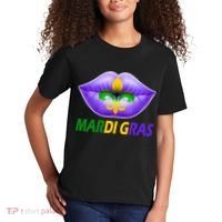 Mardi Gras Party Lips Fleur De Lis Kids T-Shirt thumb 2