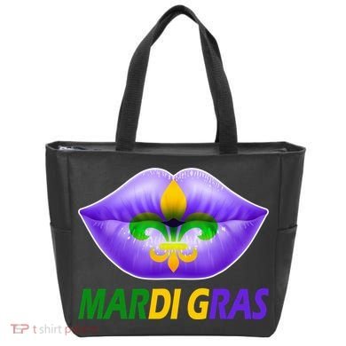 Mardi Gras Party Lips Fleur De Lis Tote Bag