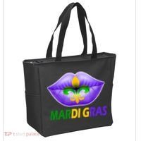 Mardi Gras Party Lips Fleur De Lis Tote Bag thumb 2