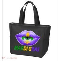 Mardi Gras Party Lips Fleur De Lis Tote Bag thumb 3