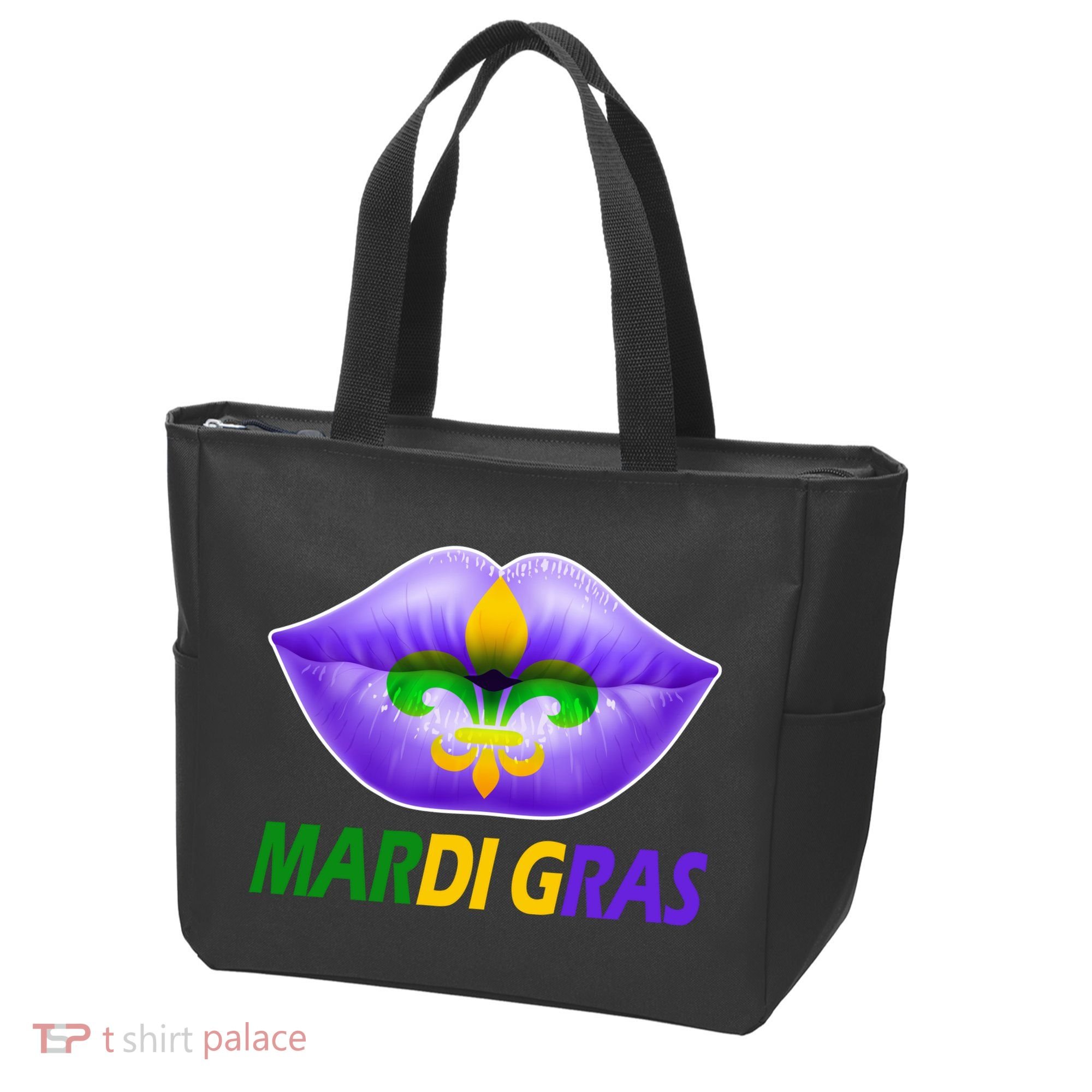Mardi Gras Party Lips Fleur De Lis Tote Bag