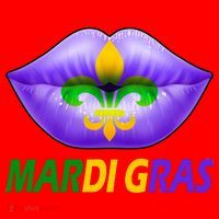 Mardi Gras Party Lips Fleur De Lis Santa Hat thumb 1