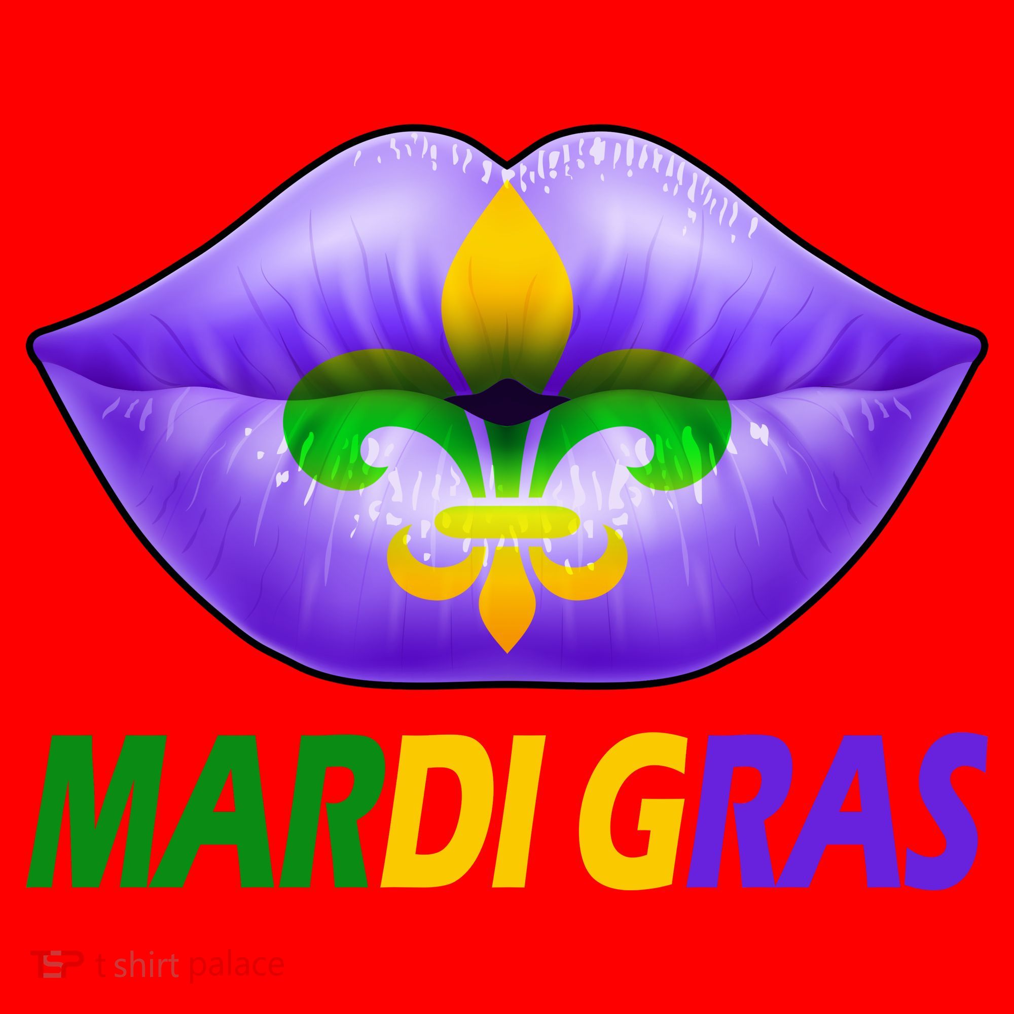 Mardi Gras Party Lips Fleur De Lis Santa Hat